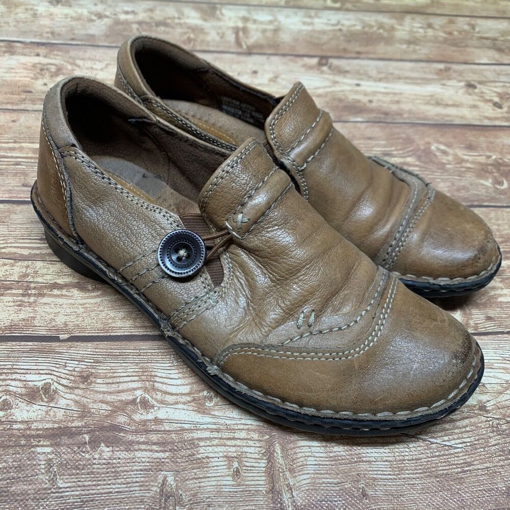 EARTH Origins Shoes Women's Size 7M Brown Marietta‎ Mavis Slip On Comfort Heels